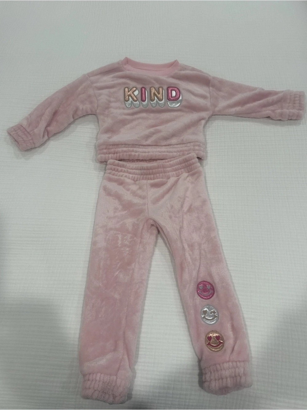 Pink "Kind" Plush Kids Pajama Set